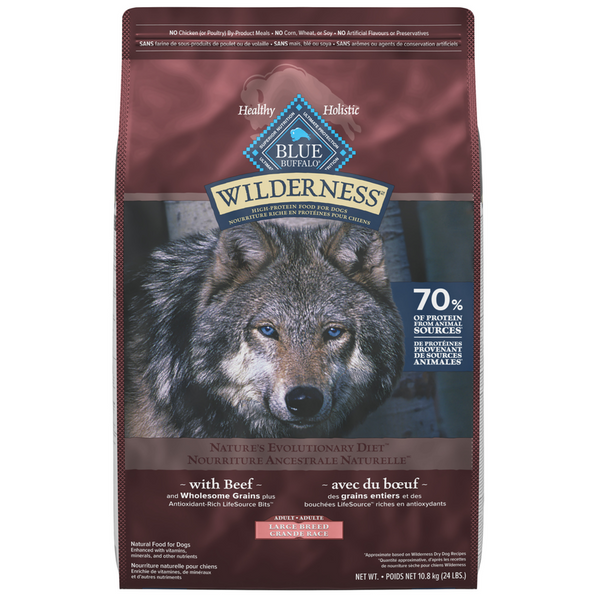 BLUE Wilderness Large Breed Beef Recipe with Grains Dry Dog Food 24lb