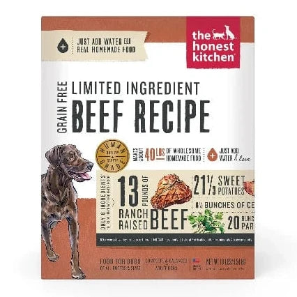 The Honest Kitchen Dehydrated Dog Food Limited Ingredient Beef 10 lb box