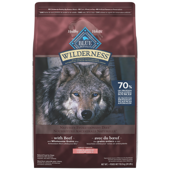 Blue Buffalo Co. BLUE Wilderness Large Breed Beef Recipe with Grains Dry Dog Food, 24lb