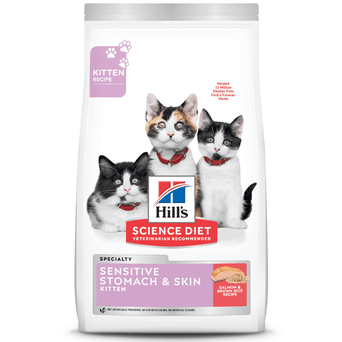 Hill's Science Diet Kitten Sensitive Stomach & Skin Salmon and Brown Rice Recipe Dry Cat Food, 3.5lb