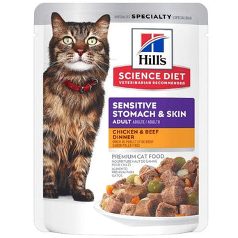 Hill's Science Diet Sensitive Stomach & Skin Chicken & Beef Pouch Cat Food