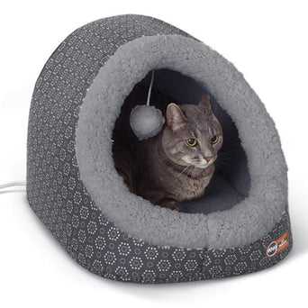 K&H K&H Thermo-Pet Cave Heated Cat Bed; Grey