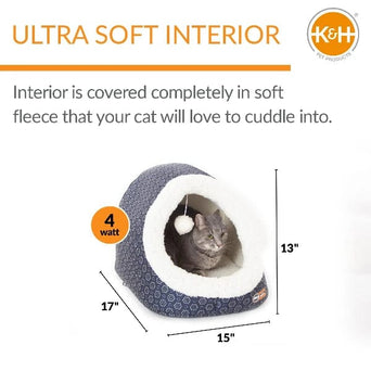 K&H K&H Thermo-Pet Cave Heated Cat Bed; Grey