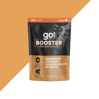 Petcurean Go! Solutions Booster Immune Health Shredded Chicken + Salmon in Bone Broth Dog Food Topper