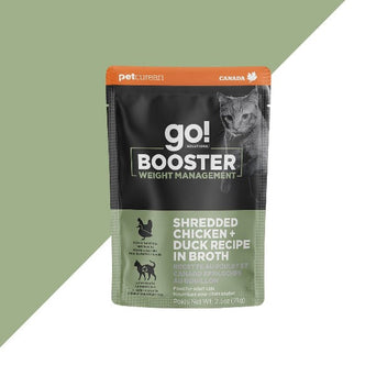 Petcurean Go! Solutions Booster Weight Management Shredded Chicken + Duck in Bone Broth Wet Cat Food