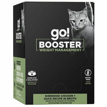 Petcurean Go! Solutions Booster Weight Management Shredded Chicken + Duck in Bone Broth Wet Cat Food