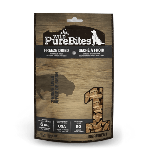 PureBites Wild Freeze Dried Bison Liver Dog Treats, 60g