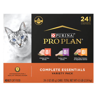 Purina Purina Pro Plan Complete Essentials Chicken & Turkey Favourites Canned Cat Food Variety Pack 24