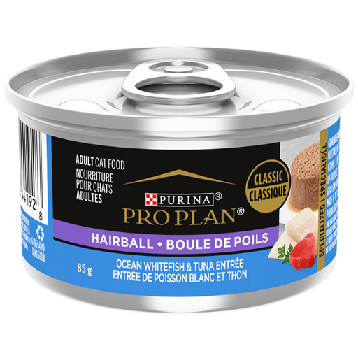 Purina Pro Plan Hairball Ocean Whitefish & Tuna Entrée in Gravy Canned Cat Food, 85g